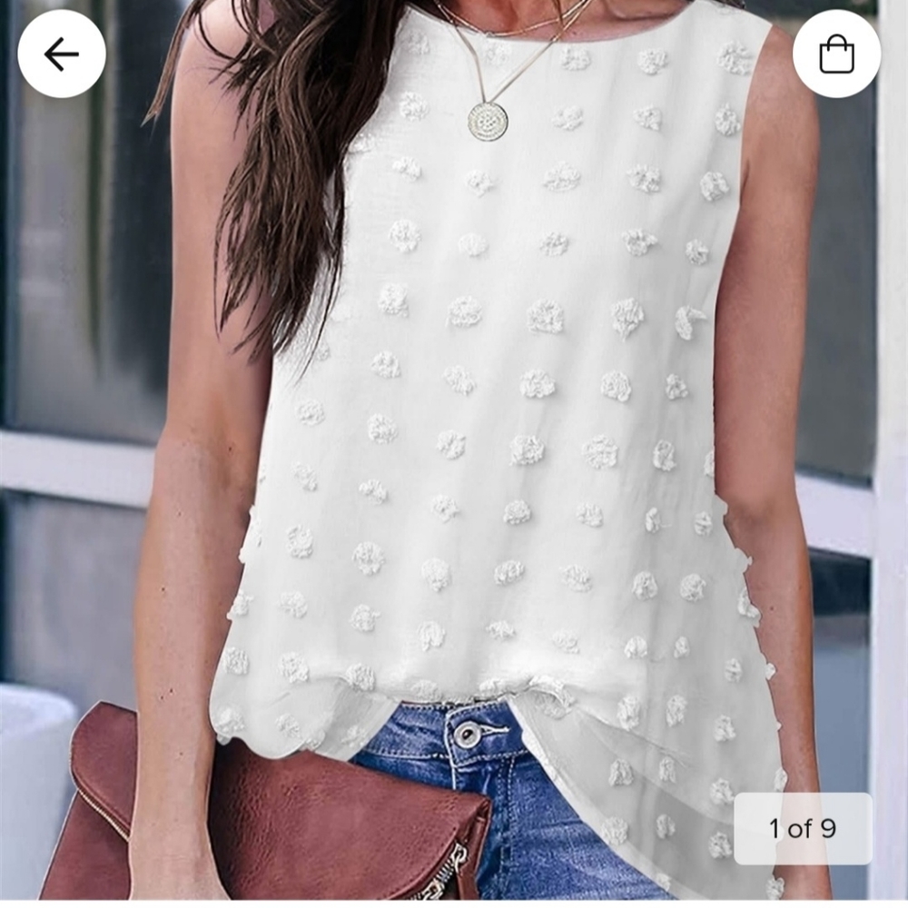 Swiss dot sleeveless blouse